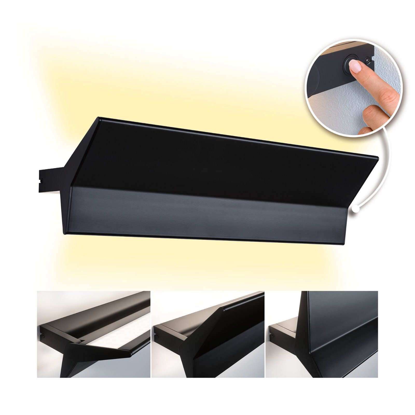 Paulmann LED-wandlamp 3-Step-Dim Stine 2700K 1.400lm / 410lm 230V 13 / 1x4W dimbaar Zwart mat