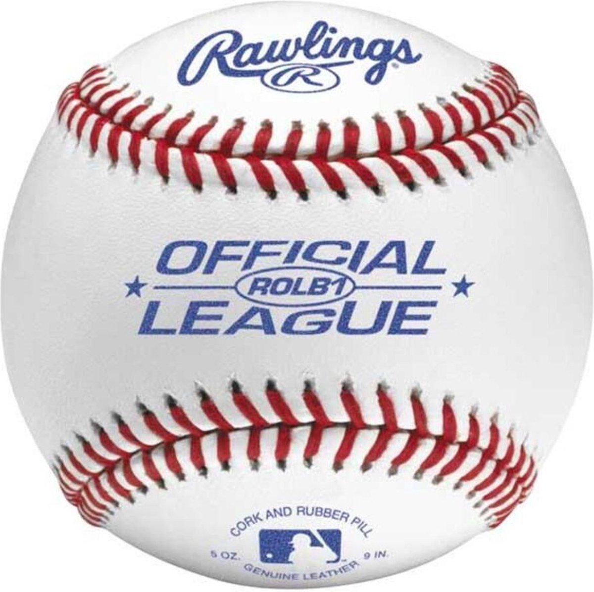 Rawlings MLB ROLB1 Official Leather Game Baseball - 9 inch - White