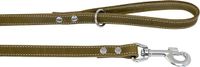 JV JACK AND VANILLA Gevet Lederen Hondenriem / Hondenlijn - Groen - Breedte 10 mm - Lengte 120 cm