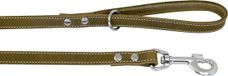 JV JACK AND VANILLA Gevet Lederen Hondenriem / Hondenlijn - Groen - Breedte 10 mm - Lengte 120 cm