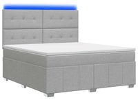 vidaXL LED Boxspringbed met Matras Lichtgrijs 180 x 200 cm Stof