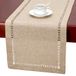 Grelucgo Handgemaakte tafelloper of dressoir sjaal, met hemsteek, rechthoekig, beige, 35,5 x 152,5 cm
