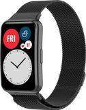 Strap-it Luxe Milanese band - Zwart - Geschikt voor Huawei Watch Fit