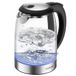 COSORI Bouilloire en verre de 1,7 l, 2200 W, sans contact avec le plastique | Éclairage LED, socle rotatif à 360°, grande ouverture, protection contre l'ébullition à sec, technologie Strix, acier inoxydable 304, noir