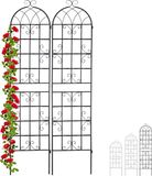 Relaxdays klimplantenrek metaal, 2 stuks, voor in de tuin, plantensteun voor klimplanten, 220 x 50 cm, trellis, zwart