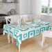 Bonamaison Tafelkleed, Anti-Mold, Sneldrogend, Waterdicht, 100% Polyester Tafellaken, Turkoois, wit, 140 x 160 Cm