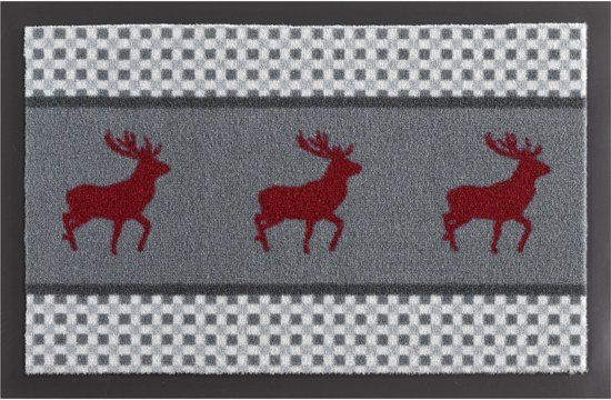 Hanse Home Deurmat rendier 40x60cm Grij Rood