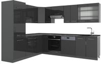 Vicco Hoekkeuken Fame-Line, Antraciet Hoogglans/Antraciet, 287 x 227 cm, WB Antraciet