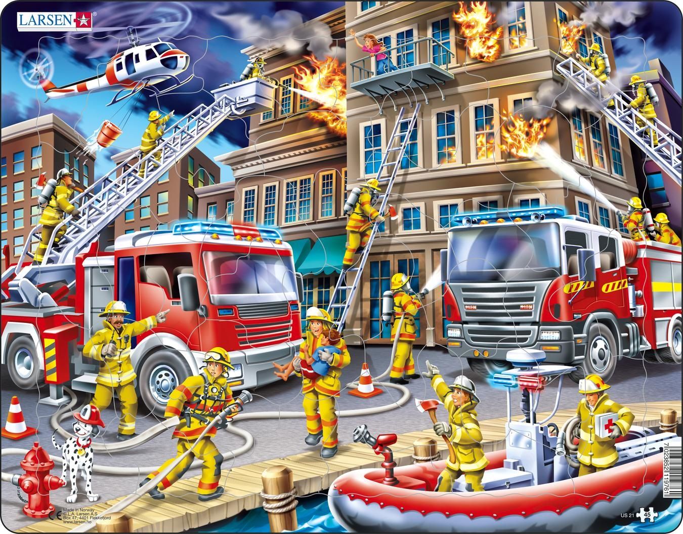 Larsen Maxi De brandweermannen 45 stukjes Puzzel - 3+ jaar
