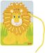 GOKI Rijgspel - Papegaai, Leeuw En Zebra - 12X16,5Cm - 3 Delen En 6 Koordjes - 3 Jaar