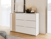 FLORACE Commode 1 porte 3 tiroirs blanc/chêne artisan