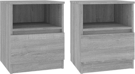 vidaXL Nachtkastjes - Set van 2 - 40x40x50 cm - Bewerkt Hout - Grijs Sonoma Eiken