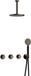 Hotbath Cobber - CB7067 - Inbouw Regendoucheset - Verouderd Ijzer - 2 Stopkranen - Thermostatisch - Plafondbuis 15 cm - Hoofddouche 200 mm - Ronde Handdouche 3 Standen - Waterbesparend