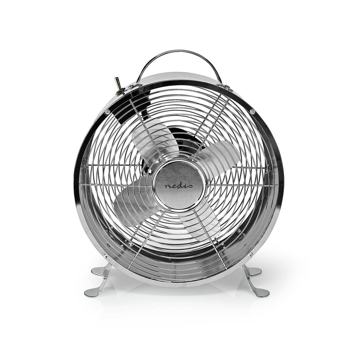 Nedis FNCL10CR20 - Tafelventilator - Chroom - 25 cm - 2 Snelheden