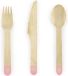PartyDeco Bestek set Kraft Pink hearts (6 sets)