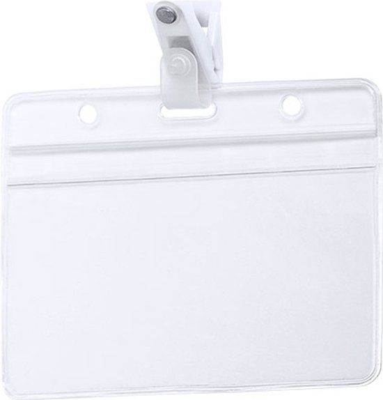 100x ID Badge Holders with Clip - 11.5 x 9.2 cm - Transparent