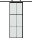 vidaXL Schuifdeur met beslagset 76x205 cm gehard glas zwart