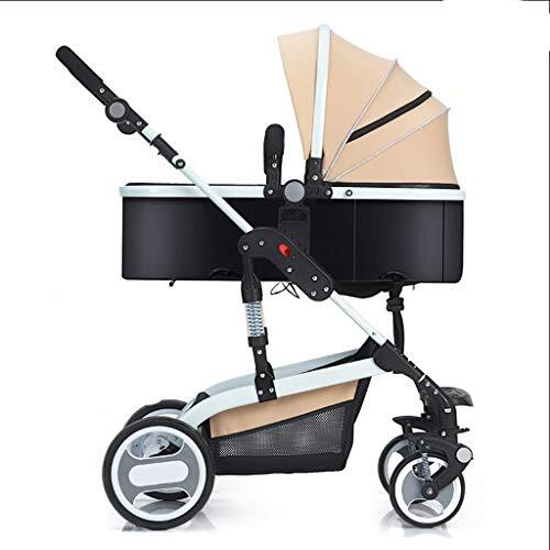 TXTC Kinderwagenorganizer, anti-shock high-view buggy opvouwbaar, 5-punts gordel en een hoge capaciteit mand (kleur: bruin)