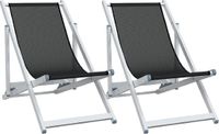 vidaXL Opklapbare stoelen, 2 stuks, zwart aluminium en textilene
