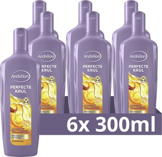 Andrélon Perfecte Krul Shampoo - 6 x 300ml - Verrijkt met Arganolie en Glycerine - Geschikt voor Krullend Haar