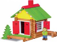 JEUJURA 8001 Bouwspeelgoed Houten Constructie Chalet in een Koffer (70-delig)