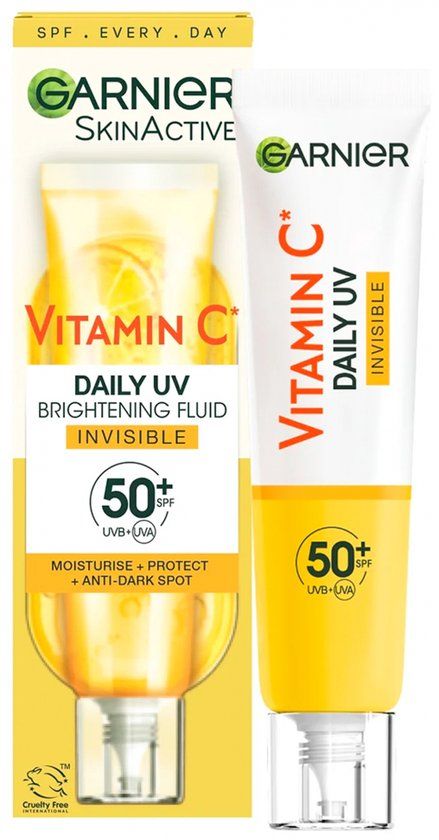 Garnier SkinActive Vitamine C Dagelijkse Anti-UV Fluide Anti-Vlekken Onzichtbaar SPF50 + 40 ml