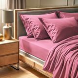 100% Ranforce 100% katoen hoeslaken (90 x 200 + 30 cm), Dusty Rose