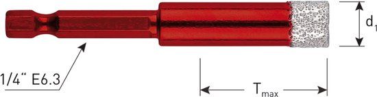 Rotec diamant tegelboor met wax PREMIUM, 1/4 E6,3 ø8