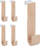Merkloos Relaxdays Deurhaken Set van 5 Hout & IJzer Wit/Naturel