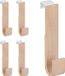 Merkloos Relaxdays Deurhaken Set van 5 Hout & IJzer Wit/Naturel
