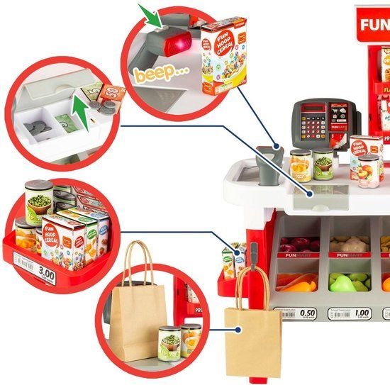 ColorBaby - Funville Funmart Speelgoed Supermarkt - Marktstand met Accessoires - 3+ Jaar