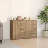 vidaXL Dressoir, 2 stuks, Artisan Eiken, 60 x 31 x 84 cm, Bewerkt hout