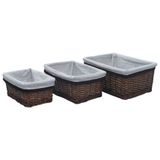 VidaXL Set de 3 paniers empilables en osier marron