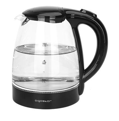 Aigostar Adam 30GOM - Waterkoker - 1.7L - 2200W - Zwart/Transparant