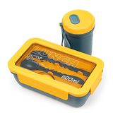 DAM Vershouddoos voor levensmiddelen, 1100 ml, incl. thermobeker en bestek, magnetronbestendig, 20,3 x 12,3 x 7,3 cm, kleur: marineblauw