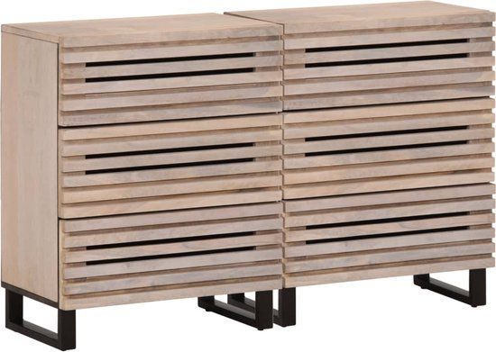 vidaXL Dressoirs 2 stuks 60x34x75 cm massief mangohout