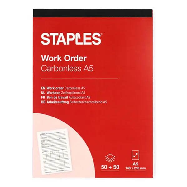 Staples Werkbon Zelfkopiërend met Copystop (2 x 50 vel)