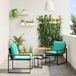 vidaXL Loungeset 3-delig Zwart en Turquoise Rotan