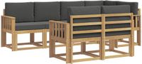 vidaXL Hoek loungeset 7-delig Wit en antracietkleurig Polyester