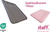 Stefano fashion - set - aankleedkussen - bruin taupe - 50x70 cm + aankleedkussenhoes roze pastel - OEKO-Tex standard 100