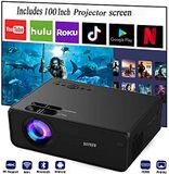 SOTEFE Panda SOTEFE Bluetooth+WiFi Projector Draagbaar- Android Mini Video Projector 1080 P Full HD Projector Ondersteuning 4 K Download APP Film Online Home Projector Theater (inclusief Projector Scherm+tas)