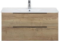BES LED Seville Badmeubelset 100 cm - Natuur Eiken Edge Greep - Wastafel Enjoy