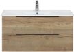 BES LED Seville Badmeubelset 100 cm - Natuur Eiken Edge Greep - Wastafel Enjoy