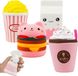Jouets squishies alimentaires - Lot de 4 - Jouet anti-stress - Jouet squishy Kawaii - Jouet sensoriel