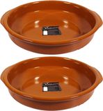 Concorde Tapas ovenschaal/serveerschaal Alicante - Set van 3x stuks - Bruin - Rond - Steen - 40 cm