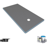 Wedi - Receveur de douche à carreler 200 x 100 Fundo Primo rectangle écoulement excentré + bonde horizontale + kit d'étanchéité