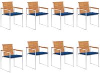 vidaXL Tuinstoelen 8 st met kussens massief acaciahout