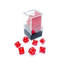 Chessex Mini Polydice Dobbelsteen Set Rood (7 stuks)