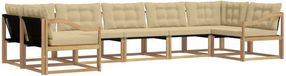 vidaXL Hoek loungeset 7-zits acaciahout wit en beige