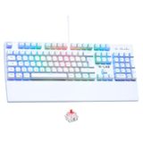 Tastiera The G-Lab KEYZ RUBIDIUM Tastiera da gioco - Meccanica (interruttore rosso) - Poggiapolsi - RGB - Cablata - Azerty - Bianca